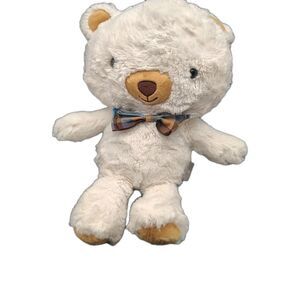 Hallmark Basil the Bear White Tan Teddy Plaid Bow Tie Plush Toy 13"